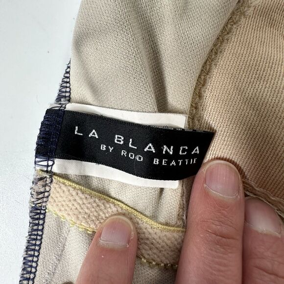 La Blanca by Rod Bettie One Piece Swimsuit Sz 16 Dark Blue Bathing Suit Textured - Picture 7 of 16